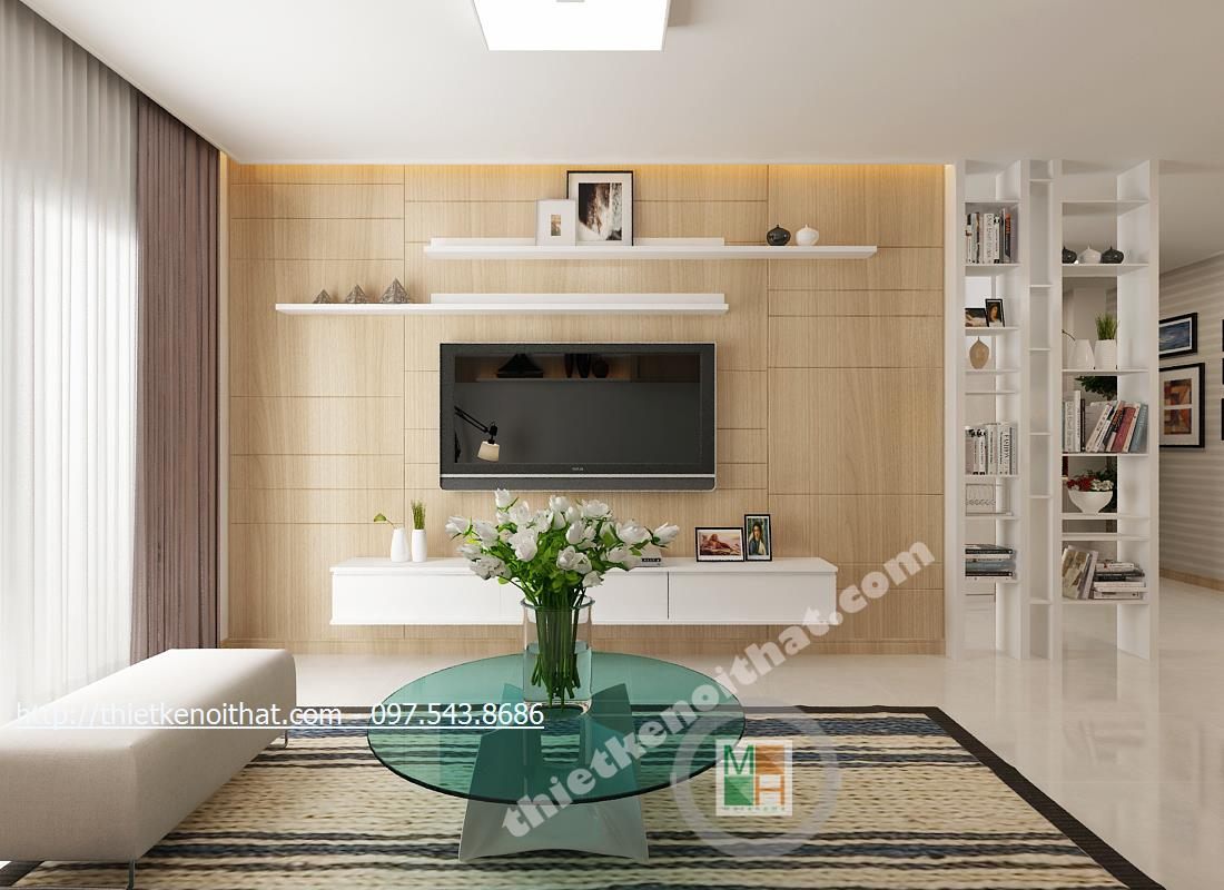 Thiết kế nội thất phòng khách chung cư cao cấp Golden Palace căn hộ mẫu B3 Nam Từ Liêm Hà Nội